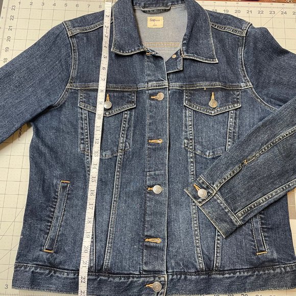 GAP Womens L Denim Jacket with Handmade Patchwork Panel - Picture 10 of 10